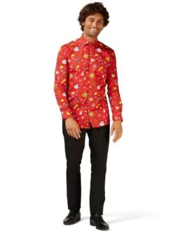 Camisa Navideña Roja "Doodle Red" - Opposuits