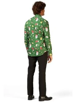 Camisa Navideña Verde "Santaboss" - Opposuits -Tienda De Cosplay camisa de papa noel opposuits para hombre 2