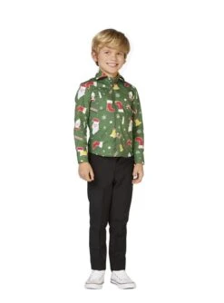 Camisa Navideña Verde "Santaboss" Para Niño - Opposuits