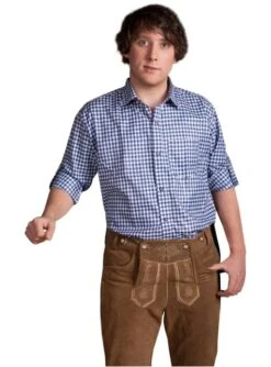 Camisa Tirolesa Azul Para Hombre