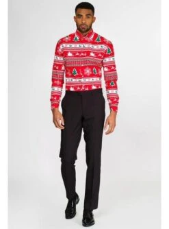 Camisa Navideña Roja "Wonderland" - Opposuits