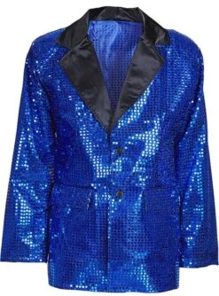 Chaqueta Azul De Lentejuelas Años 70 Talla Grande