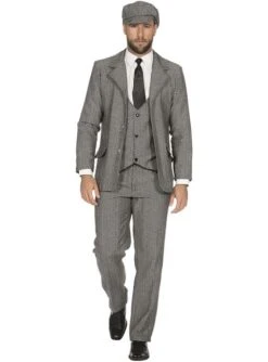 Chaqueta De Gángster Gris Para Hombre