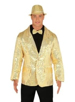 Chaqueta De Lentejuelas Doradas Para Hombre