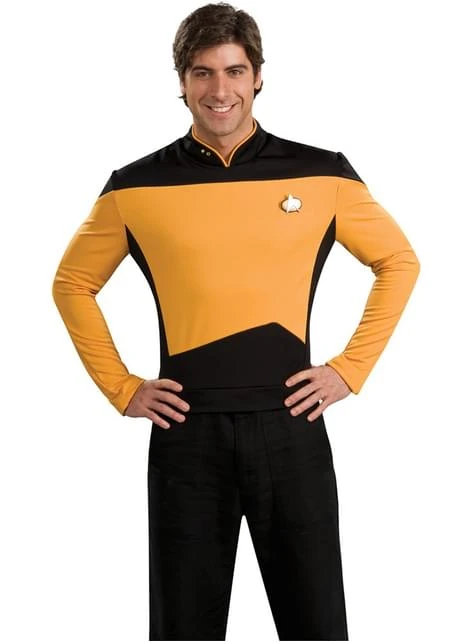 Disfraz De Jefe De Operaciones Dorado Star Trek La Nueva Generación Para Hombre 3 Disfraz De Jefe De Operaciones Dorado Star Trek La Nueva Generación Para Hombre