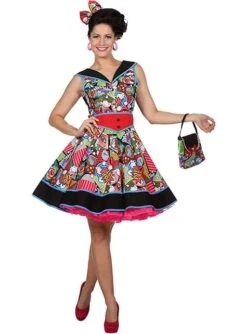Vestido Pop Art Pin Up Para Mujer