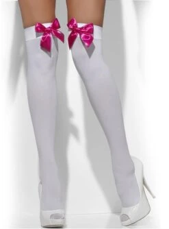 Medias Blancas Con Lazos Rosas -Tienda De Cosplay medias blancas con lazos rosas 2
