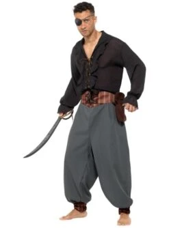 Pantalones De Pirata Grises Para Hombre -Tienda De Cosplay pantalones de pirata grises para hombre 1