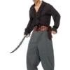 Pantalones De Pirata Grises Para Hombre -Tienda De Cosplay pantalones de pirata grises para hombre