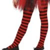 Pantys De Bruja De Rayas Negras Y Rojas Para Niña
