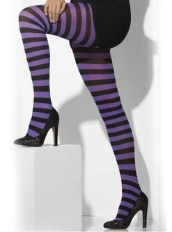 Pantys De Rayas Negras Y Moradas -Tienda De Cosplay pantys de rayas negras y moradas 2