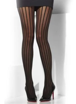 Pantys Negros Transparentes Con Rayas Años 20