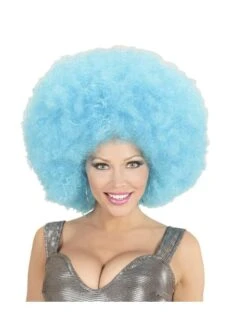 Peluca Afro Azul Gigante Para Adulto