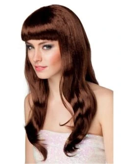 Peluca Castaña Larga Para Mujer