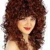 Peluca Castaña Y Rizada De Chica De Salón -Tienda De Cosplay peluca castana y rizada de chica de salon