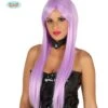 Peluca Con Flequillo Morada Lisa Para Mujer