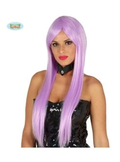 Peluca Con Flequillo Morada Lisa Para Mujer