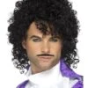 Peluca De Prince Purple Con Bigote -Tienda De Cosplay peluca de cantante purple principe con bigote para hombre