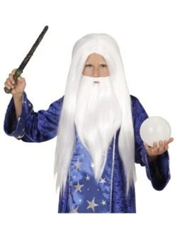 Peluca De Mago Merlín Con Barba Infantil