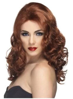 Peluca Elegante Ondulada Castaña Para Mujer