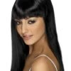 Peluca Glamourama Negra Con Flequillo -Tienda De Cosplay peluca glamourama negra con flequillo