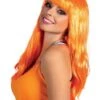 Peluca Naranja Larga -Tienda De Cosplay peluca larga lisa naranja para adulto