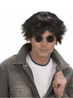 Peluca Negra 60's Para Hombre