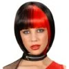 Peluca Negra Con Mechas Rojos para Mujer 2 Peluca Negra Con Mechas Rojos para Mujer -Tienda De Cosplay peluca negra con mechas rojos estilo zoey para mujer