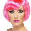 Peluca Rosa Neón Bob Con Flequillo -Tienda De Cosplay peluca rosa neon bob con flequillo