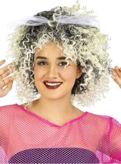 Peluca Rubia Años 80 Con Lazo