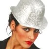 Sombrero Bombín De Escarcha Plata -Tienda De Cosplay sombrero bombin de escarcha plata