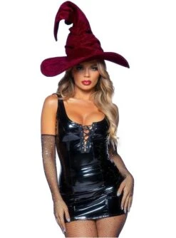 Sombrero De Bruja Granate De Terciopelo -Tienda De Cosplay sombrero de bruja granate de terciopelo 2