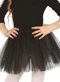 Tutú Negro Con Brillantina Para Niña