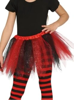 Tutú Rojo Y Negro Con Brillantina Para Niña